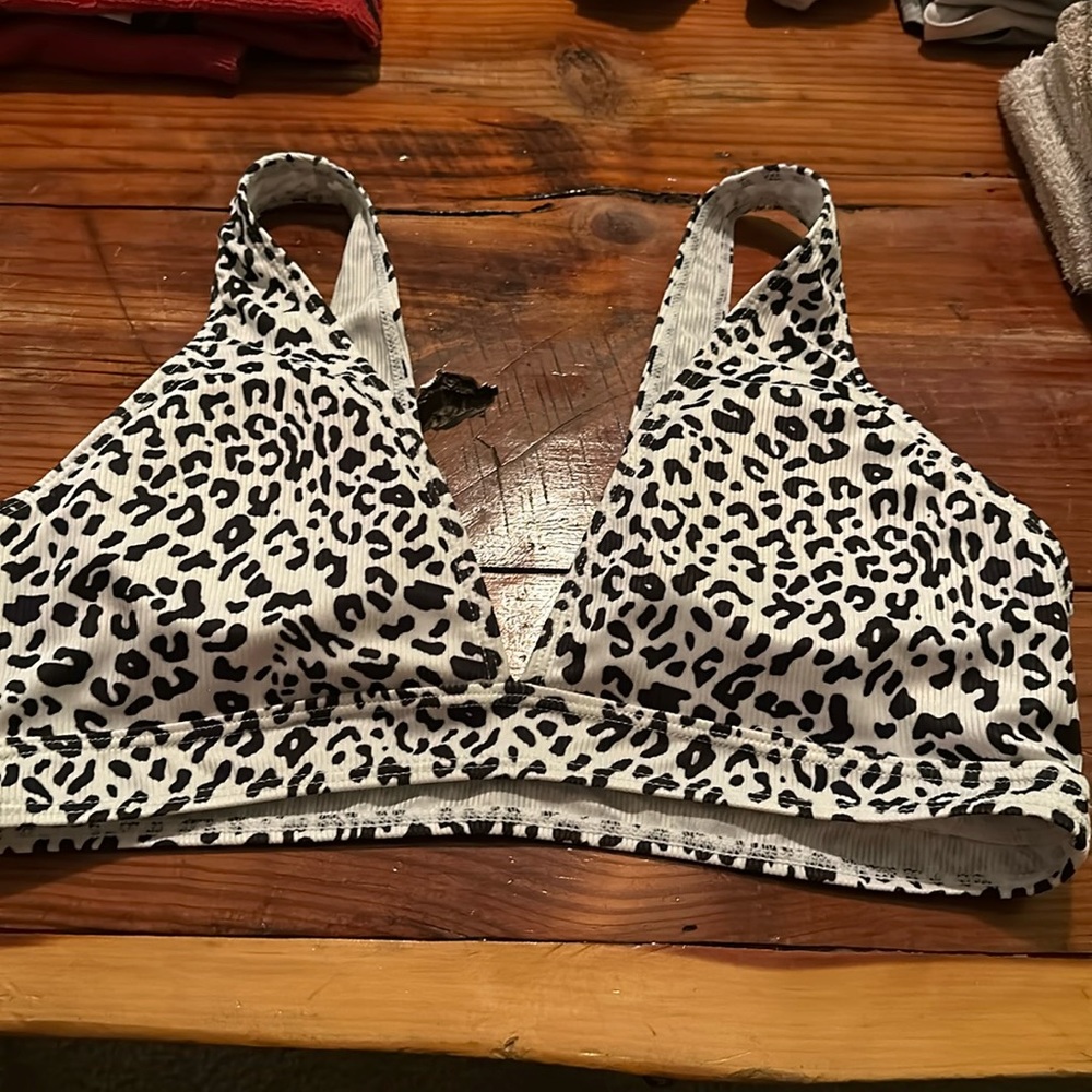 Leopard print swim top